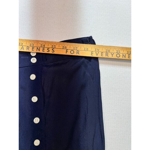 Talbots Womens Preppy Midi Skirt Stretch Size 18 Blue Button Side Zipper Casual - Picture 8 of 12